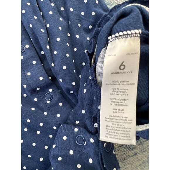 NWT! Carter’s Blue White Polka Dot Strawberry Romper 6 Months - Picture 3 of 5